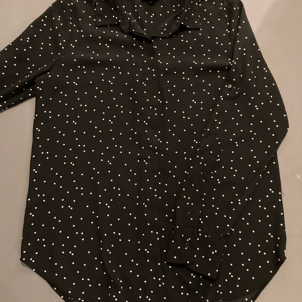 Black Polka-dot button down Top
